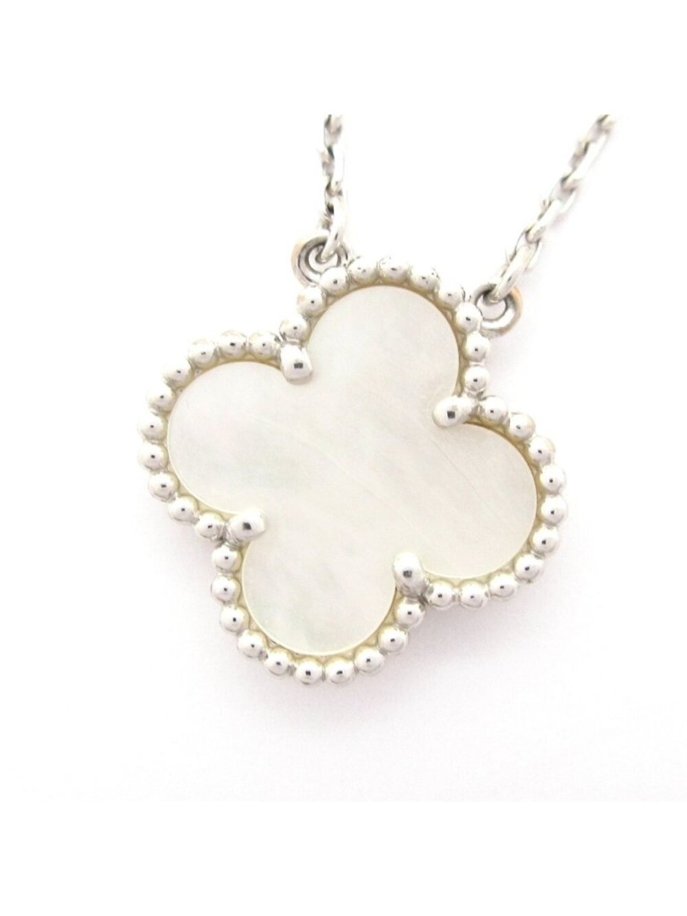 Van Cleef & Arpels Necklace Vintage Alhambra 18k White Gold Mother of Pearl
